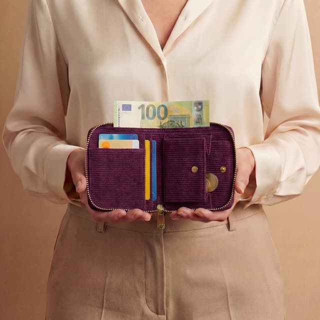 Detalle de Milly Milk MillyMilk® Kord Geldbeutel Fondo (Berry) – Mini-Portemonnaie aus Cord für Karten, Münzen & Scheine