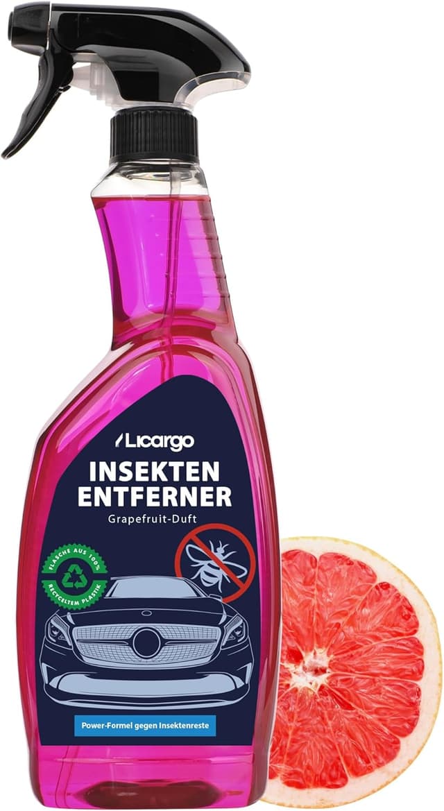 Detalle de LICARGO Insektenentferner Auto 750 ml – Insekten-, Vogelkot- und Flugrostentferner für Glas, Lack, Chrom & Kunststoff
