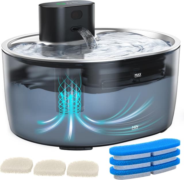 Detalle de BoriYa pumpefreier Katzentrinkbrunnen 3.2L Kabellos 5000mAh