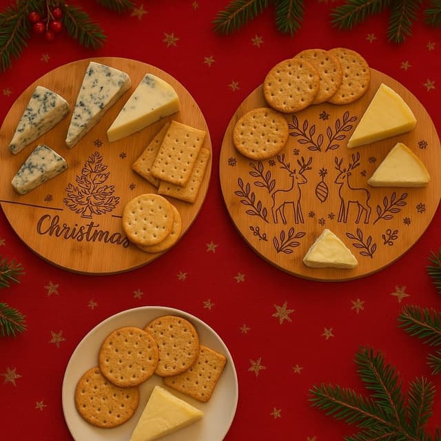 Thumbnail 2 de eBoutik Christmas Round Bamboo Serving Board