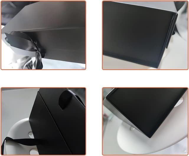 Detalle de REECAGO Black Gift Box with Magnetic Lids and Silk Ribbon, 23.5 x 17 x 10 cm