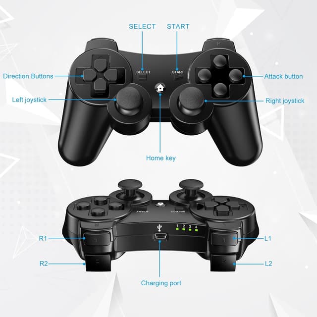 Thumbnail 6 de PS3 Controller im 2er-Set: Wireless Gamepad mit Bluetooth, Dual Shock & Akku