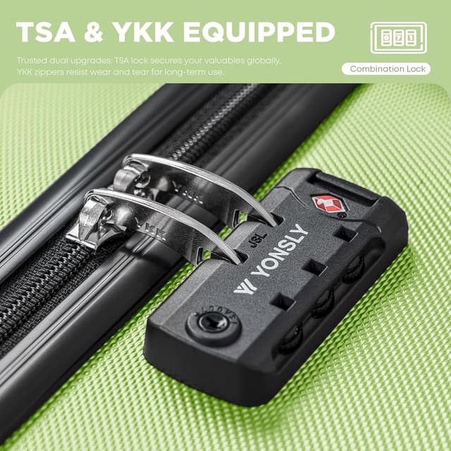 Detalle de YONSLY Premium Reisekoffer mit TSA-Schloss, YKK-Reißverschluss und 4 Rollen – Handgepäck M (56 x 37 x 23 cm)
