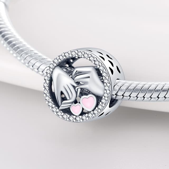 Detalle de TINSLO Charm Anhänger aus 925er Sterling Silber mit Zirkonia – kompatibel mit europäischen Armband- & Ketten-Charm-Systemen