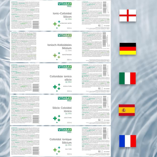 Detalle de Vitabay Silicium Colloïdal 50 PPM (99,99% pureté) 500 ml vegan