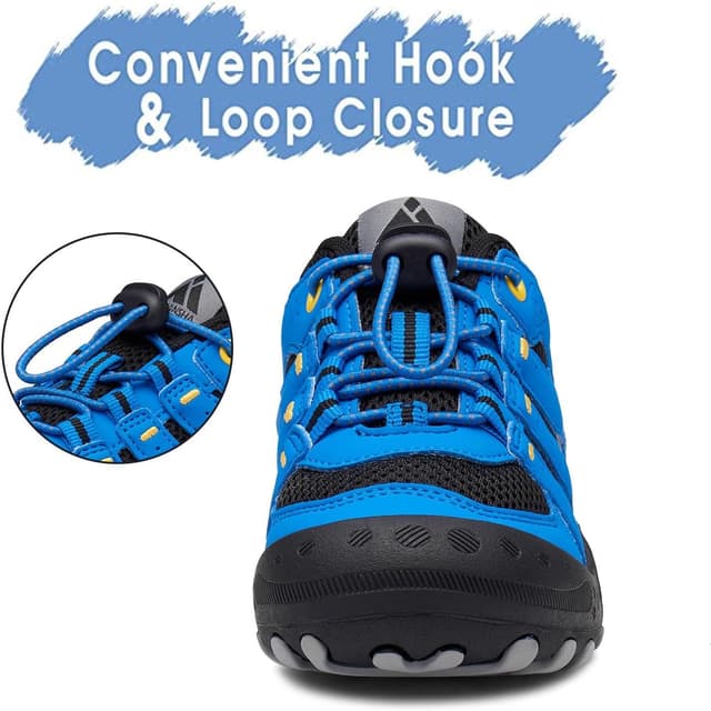 Detalle de Mishansha Jungen Mädchen Wanderschuhe mit Klettverschluss – rutschfeste, flexible Walkingschuhe (Gr. 24–38)