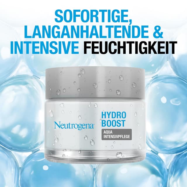 Detalle de Neutrogena Hydro Boost Aqua Intensivpflege mit Hyaluronsäure – feuchtigkeitsspendende Tagescreme für trockene Haut (50 ml)