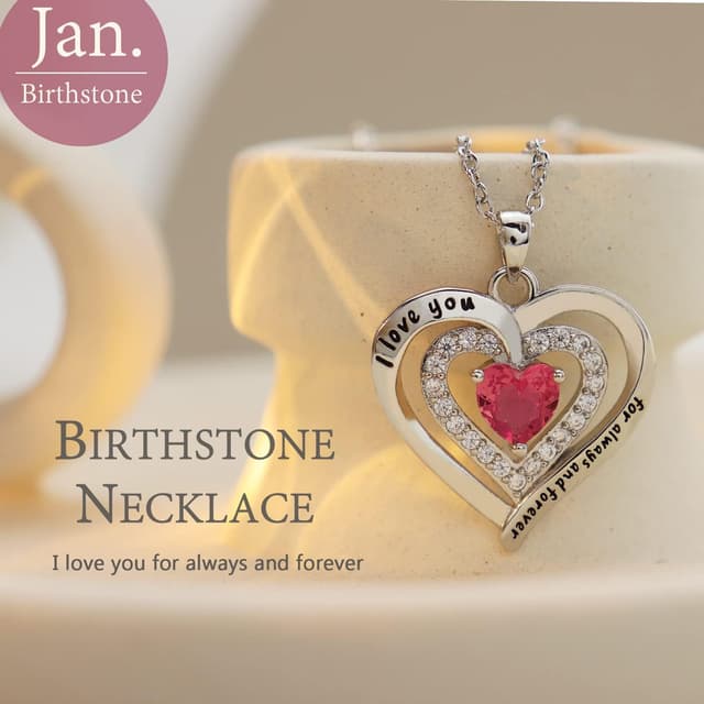 Detalle de LIHELEI Kette Damen „Forever Love“ mit Geburtsstein-Anhänger aus S925 Silber