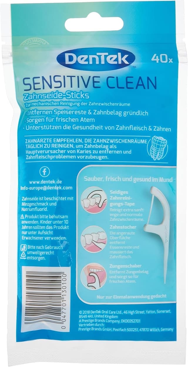 Detalle 2 de Dentek Sensitive Clean : 40 bâtonnets de soie dentaire pour gencives sensibles