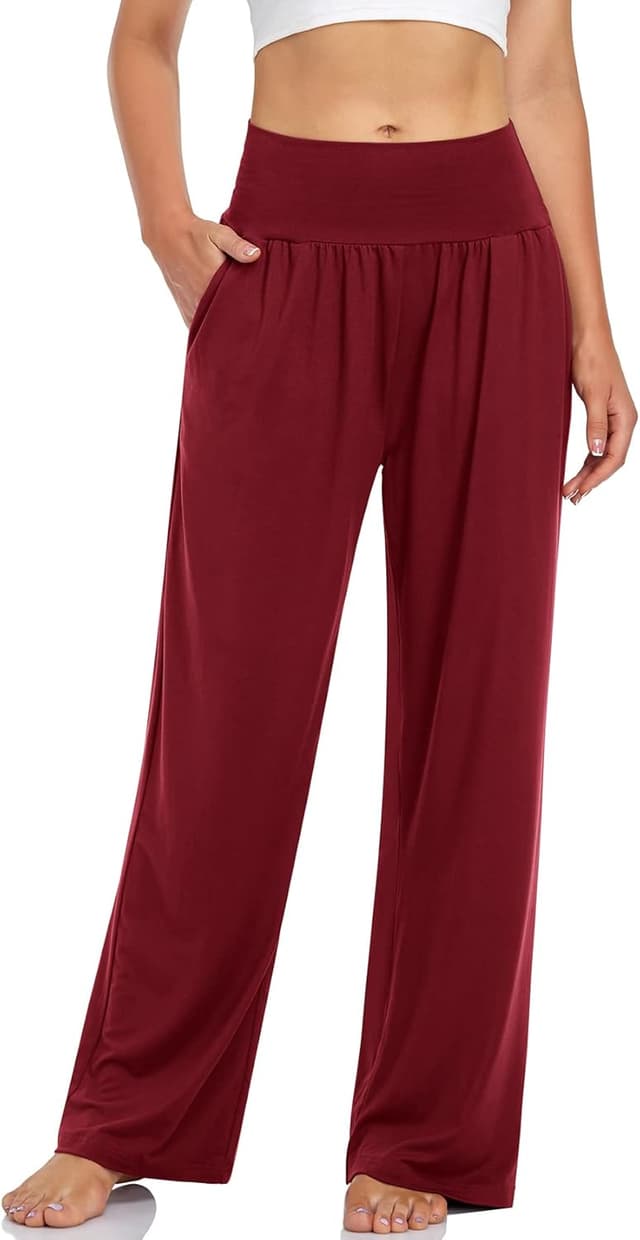 Detalle de UEU Women’s Casual Loose Wide Leg Cozy Pants Yoga Sweatpants with Pockets (High Waisted)