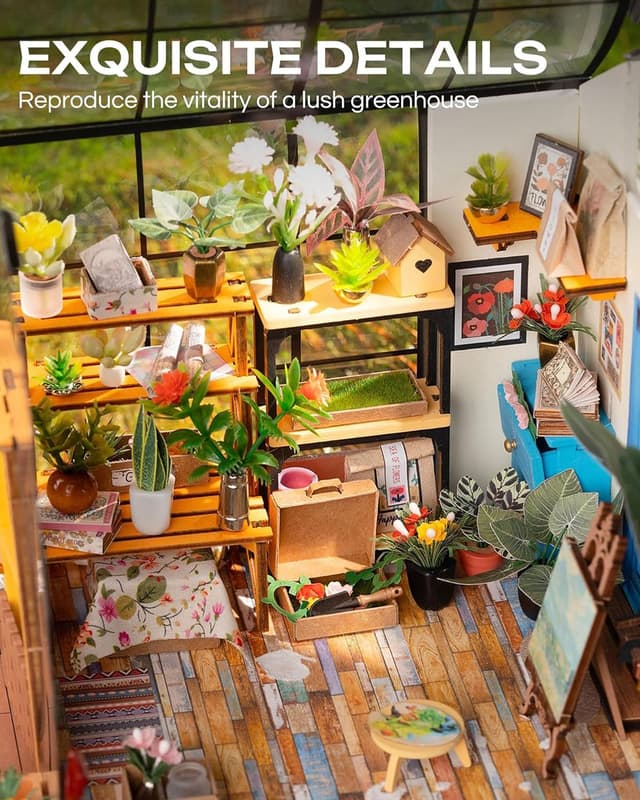 Detalle 2 de ROBOTIME Gewächshaus DIY Miniatur Haus 1:24