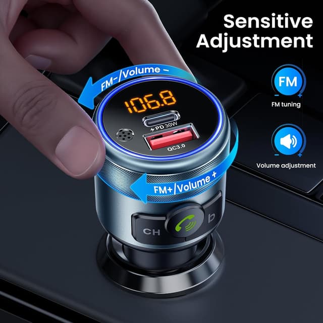 Detalle 2 de GizmoVine Car FM Transmitter Bluetooth 5.3