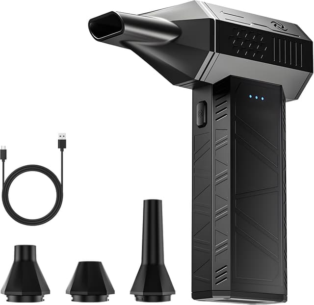 Detalle de Electric Air Cordless Air Duster (110.000 RPM) – akkubetriebenes Mini-Gebläse mit 4 Düsen, 3 Stufen und Überhitzungsschutz