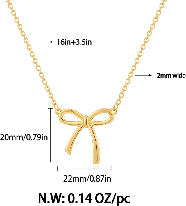 Detalle de LILIE&WHITE Gold Schleifen-Halskette für Damen – allergikerfreundlich, kratzfest & langlebig