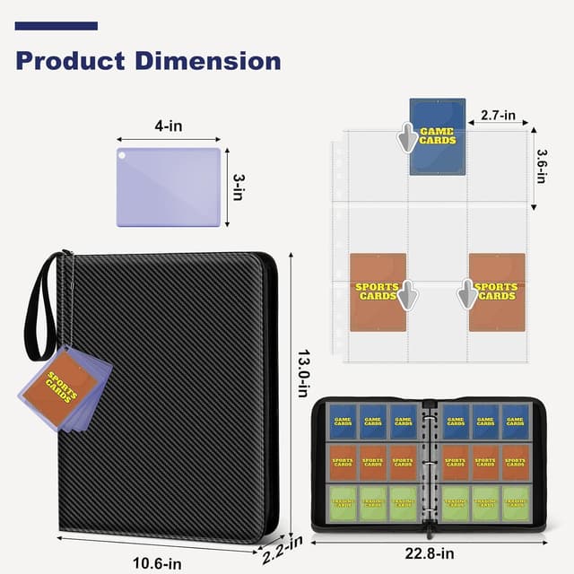 Detalle de Mlikero Card Binder 9 Pocket with PU Leather Cover (9-Pocket Trading Card Binder, 720 Double-Sided Capacity)