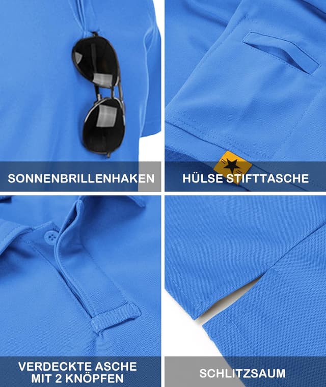 Detalle de JACKETOWN Herren Poloshirt Kurzarm – atmungsaktiv, schnelltrocknend, mit Knopfleiste (Regular Fit)