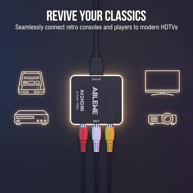 Detalle de ABLEWE RCA to HDMI Adapter 1080P