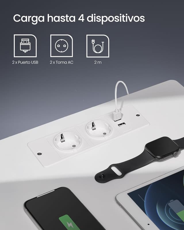 Detalle 1 de VASAGLE Kailyn Colección - Mesita con Carga USB y Luz LED