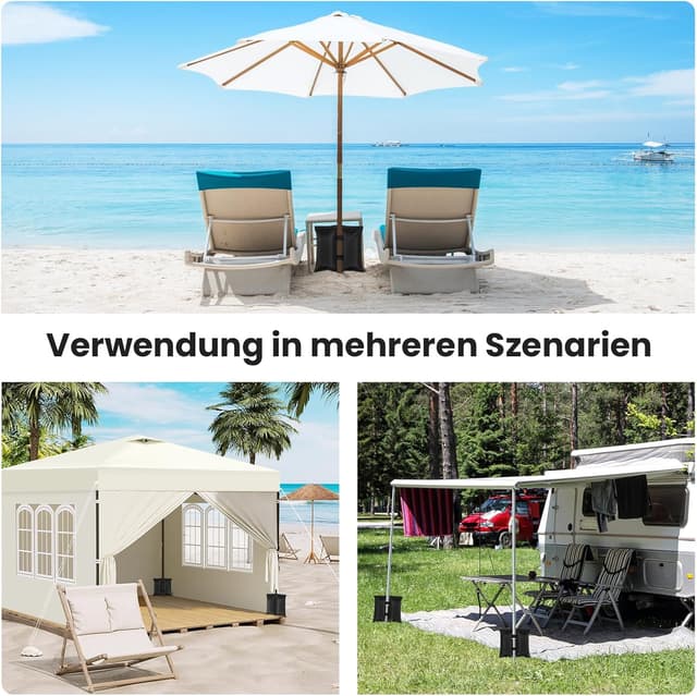 Detalle de Laneetal Pavillon-Gewichte 4er-Set für Zelte & Sonnenschirme – Befüllbare Sandsäcke aus Oxford-Gewebe