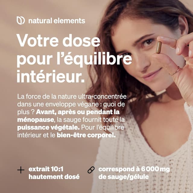 Detalle de Sauge 120 gélules – extrait de sauge 10:1, 6 000 mg par dose journalière