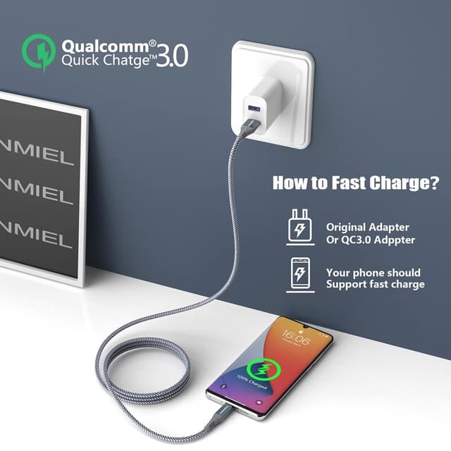 Detalle 2 de USB C Cable 3M 2‑Pack, 3A Fast Charging