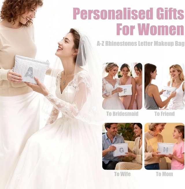 Detalle de Kosmetiktasche mit Glitzer-Initialen (personalisiert) – leicht, stoßfest und mit Doppelreißverschluss