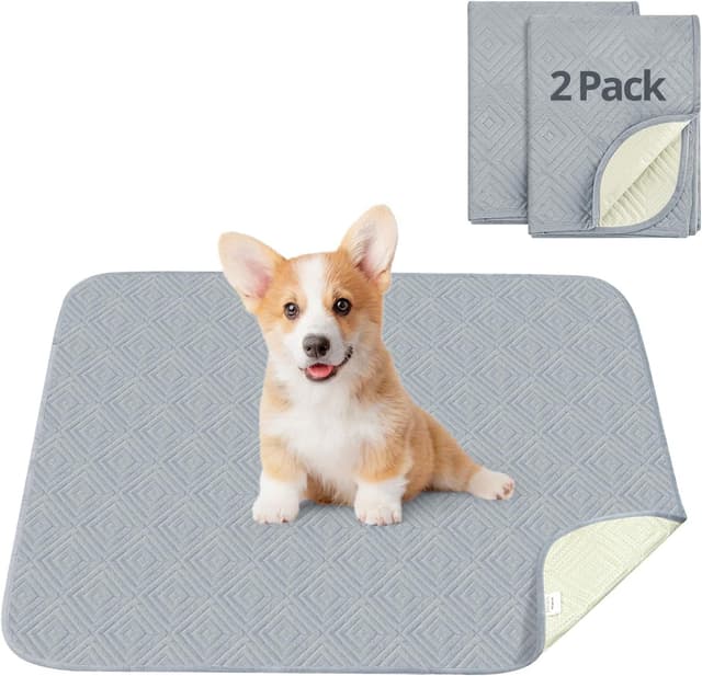 Detalle de TAIKURA Washable Pee Pads for Dogs (Reusable, Non-Slip) – 2 pack, light gray 92×122cm
