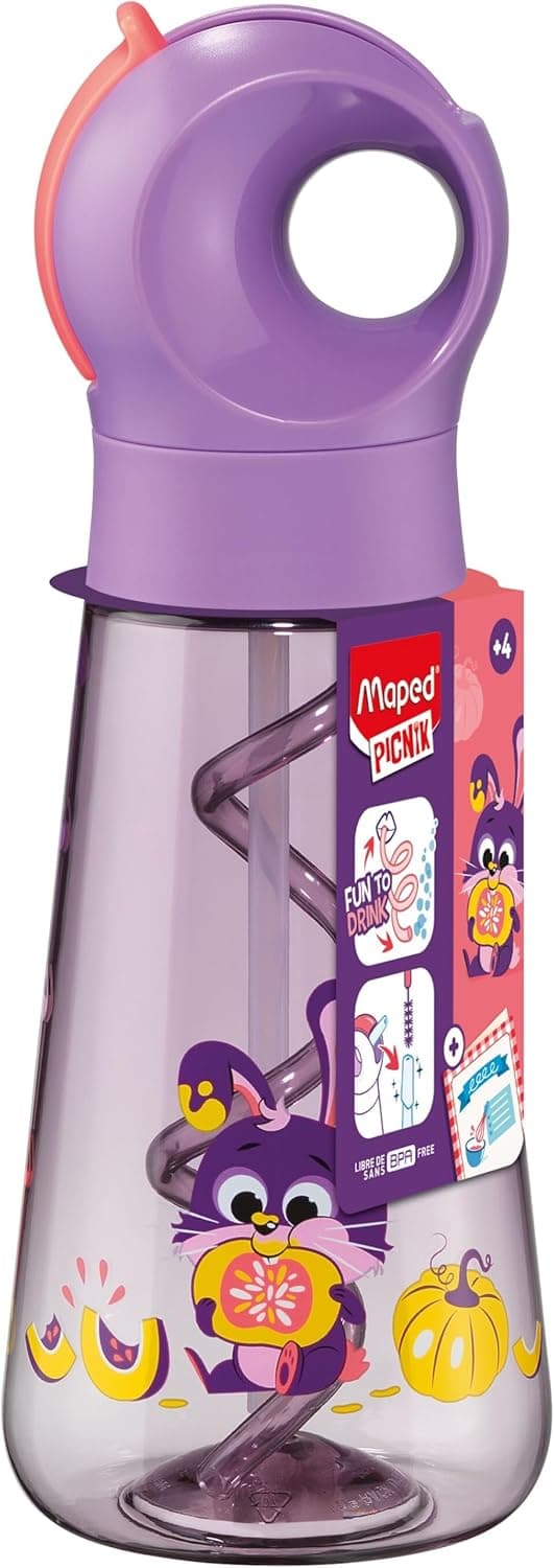 Detalle de Maped Picnik Ecozen gourde 500 ml Lapin Violet Fluo à paille intégrée