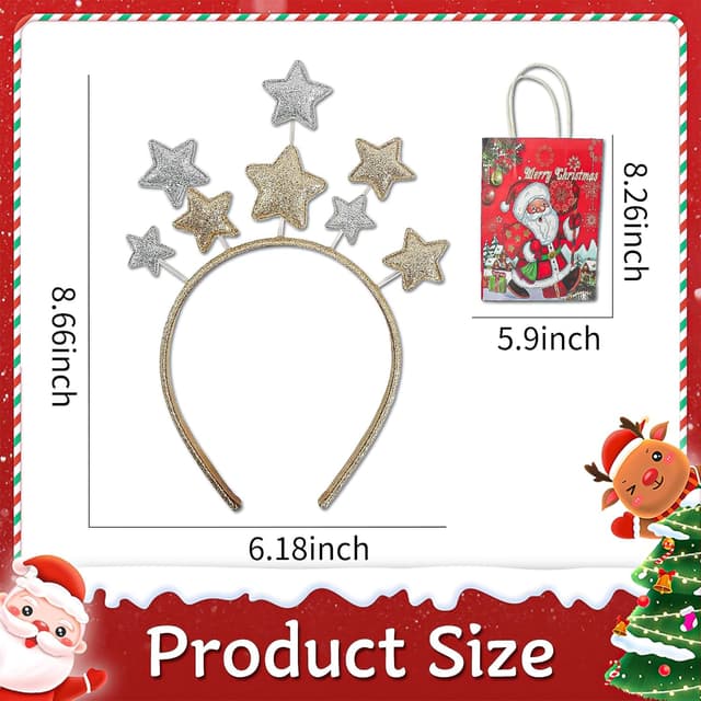 Detalle 2 de vidonio Christmas Headband with Glitter Stars