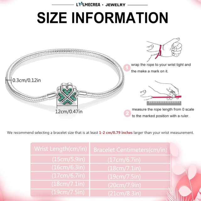 Detalle de Charm-Armband aus 925 Silber 17–21 cm