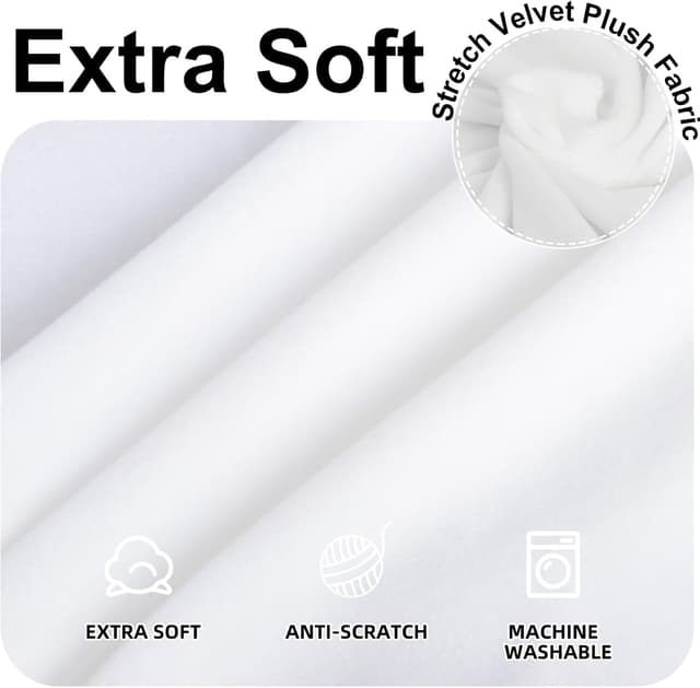 Detalle de Ystyle Housse de canapé en velours pour fauteuil 1 place extensible, blanche