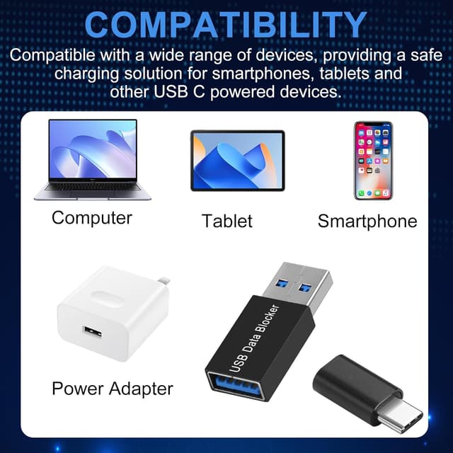 Detalle 2 de talNite USB & USB-C Data Blocker Set (2 Pack) – charge-only adapters to help prevent juice jacking