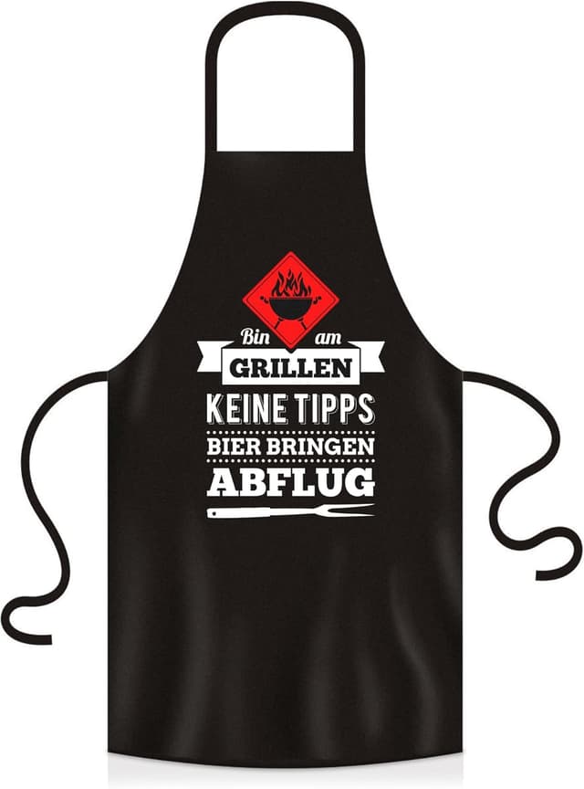 Detalle de YORA Grillschürze für Männer „Bin am Grillen“ – Vatertagsgeschenk mit personalisierbarer Urkunde