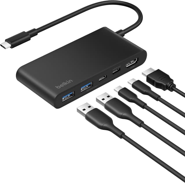 Detalle de Belkin USB-C Hub 5-Port with 4K HDMI (up to 60Hz) and 100W Power Delivery, 5Gbps Data Transfer