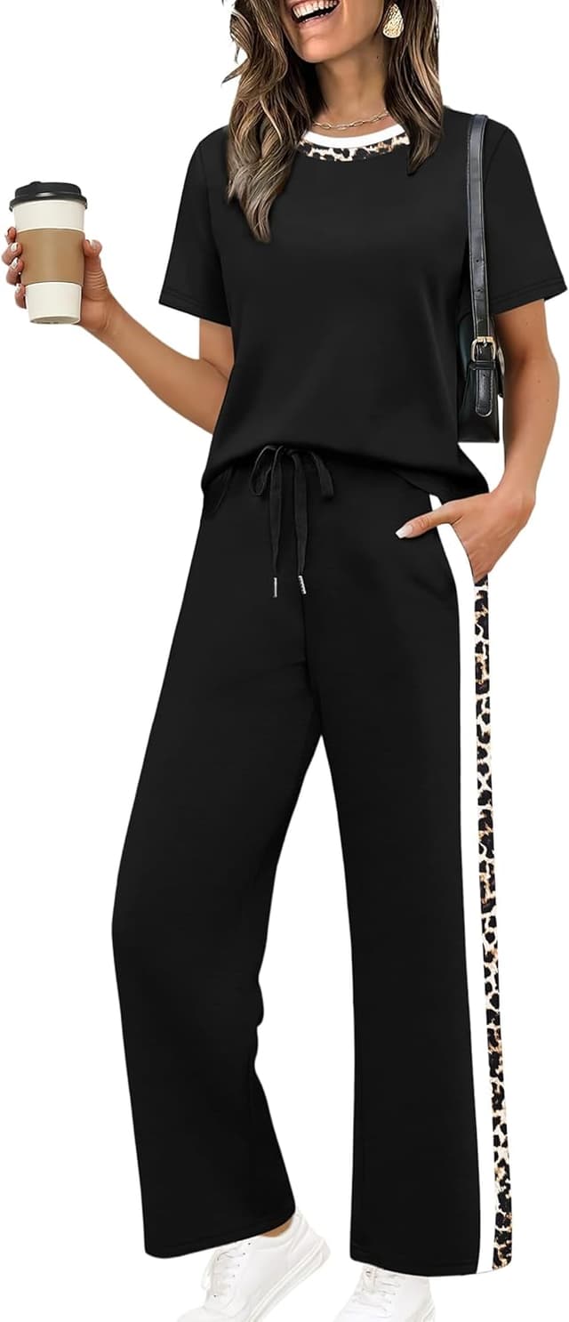 Detalle 2 de WIHOLL 2 Piece Lounge Set Wide Leg Pants