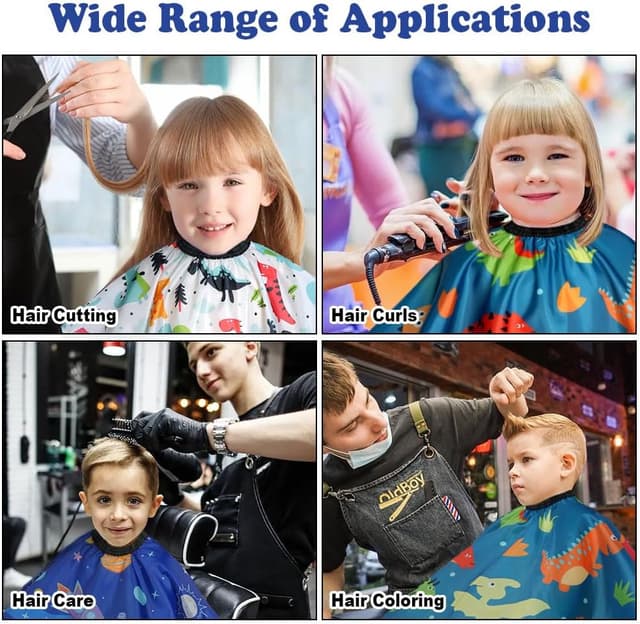 Detalle de AYBUY mantellina per taglio capelli bambini con pettine e spazzola (collo regolabile) – Blu