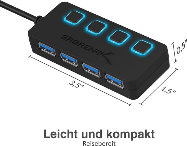 Detalle de SABRENT HB-UM43 USB Hub 5 Gbps