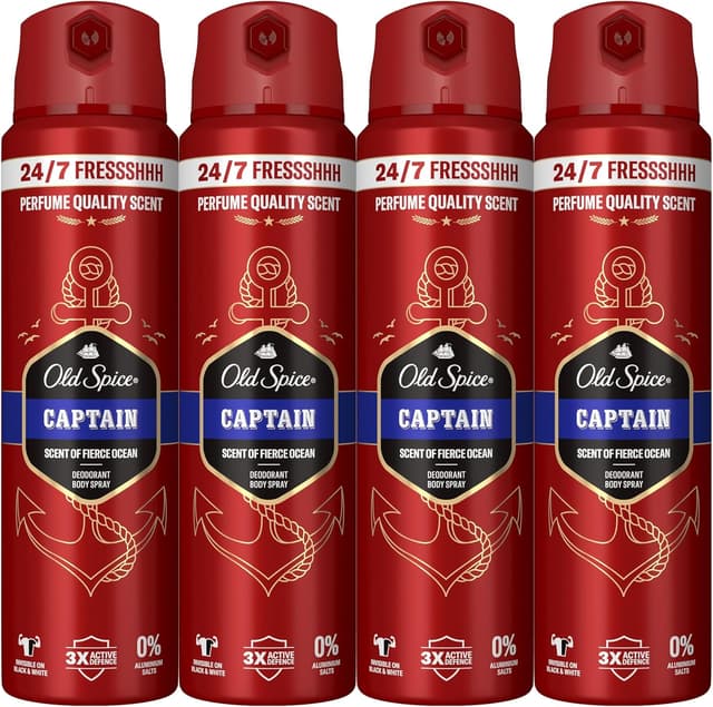Detalle de Old Spice Captain 4x150 ml desodorante en spray masculino