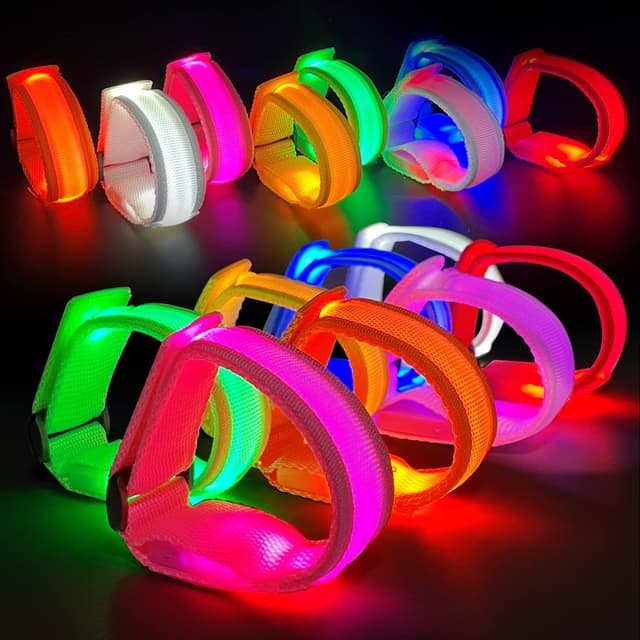 Detalle de M.best 32er LED Light Up Armbänder – glühende, blinkende Leuchtarmbänder für Partys & Events