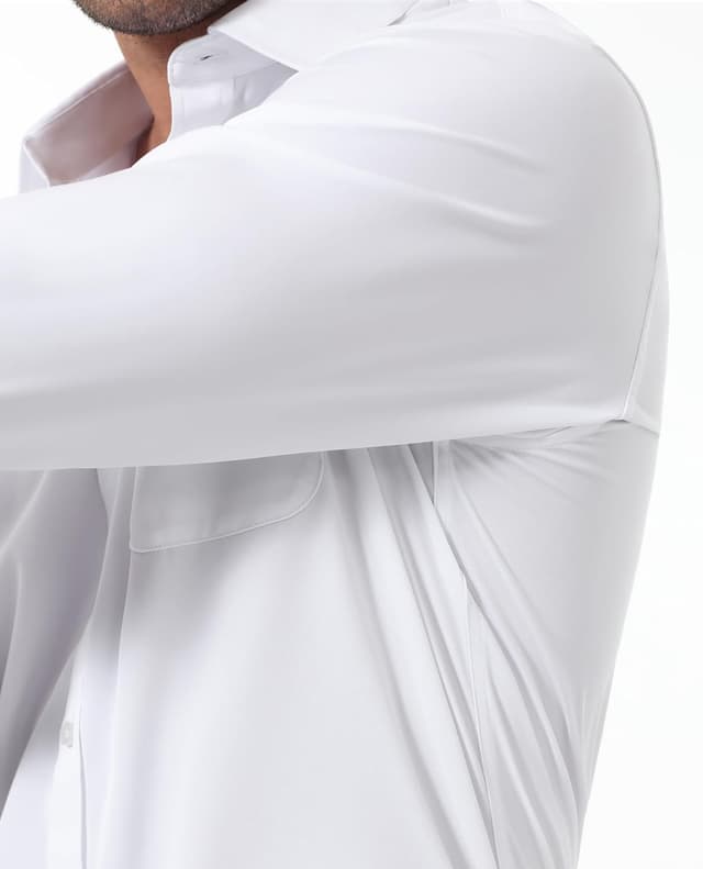 Detalle 2 de siliteelon Herren Hemden Bügelfrei Regular fit – Langarm-Oberhemd unifarben mit Stretch