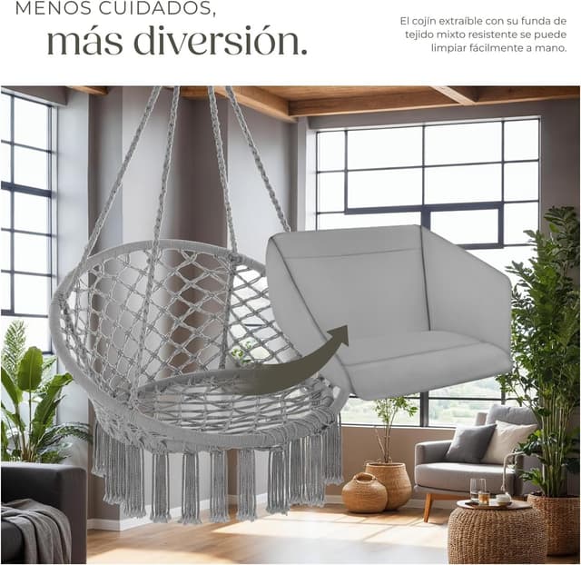 Thumbnail 6 de tectake Columpio Jardín Exterior Silla Colgante