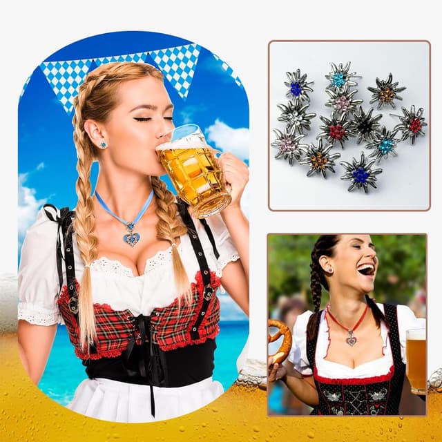 Detalle de JENCVNL 3-tlg. Trachtenschmuck-Set für Damen mit Edelweiß-Anhänger