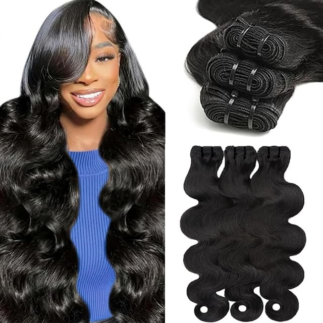 Detalle de 14A Human Hair Bundles (Body Wave) 20, 22, 24 Inch — 100% Unprocessed Brazilian Virgin Hair, 3 Bundles