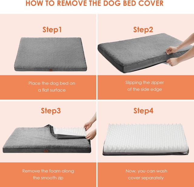 Detalle de EHEYCIGA Orthopedic XXL Dog Bed Mattress with Removable Washable Cover (Grey) 120x74x9cm