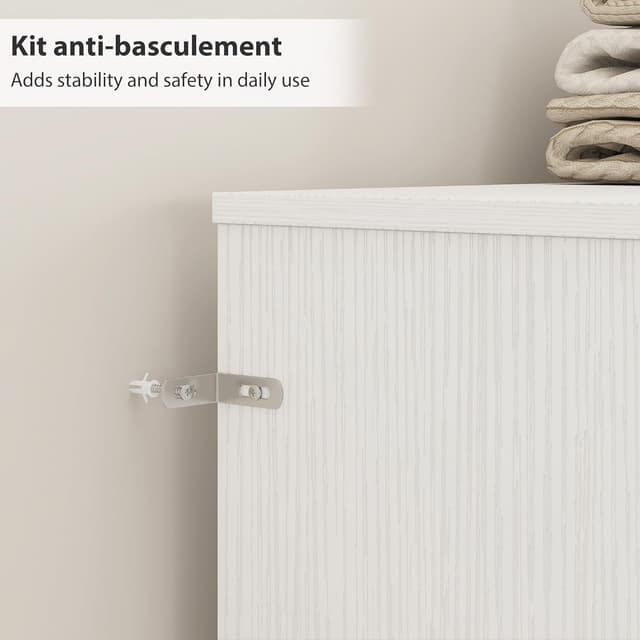 Detalle de HOMCOM tête de lit sur pied 160 cm blanche avec 4 compartiments de rangement