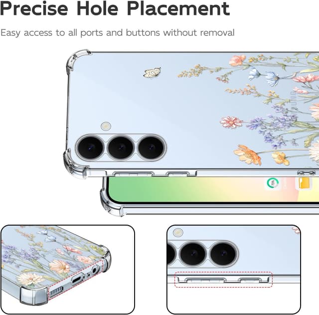 Detalle de Guxira Handyhülle für Samsung Galaxy S25 FE 5G – transparentes Silikon mit Blumen/Schmetterling-Design