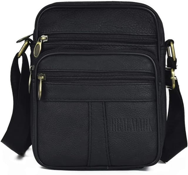Detalle de Realmark men’s genuine leather cross body shoulder bag (small messenger satchel)