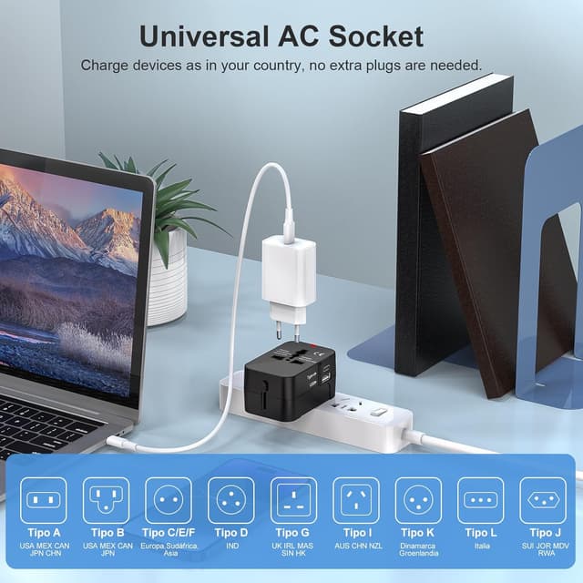 Detalle 2 de Amoner Adaptador de Viaje Universal USB