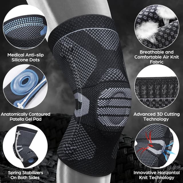 Detalle 2 de NEENCA Professional Knee Support Sleeve with Gel Pad & Spring Stabilizers for Pain Relief