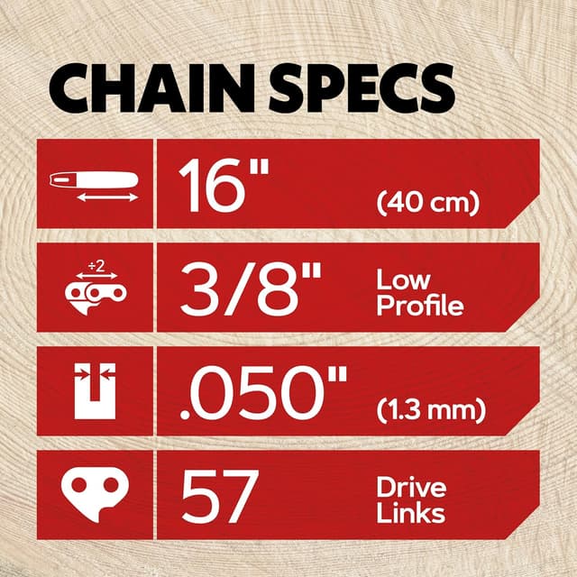 Detalle de Oregon 3er-Set Sägekette 3/8 LP Teilung, 1,3 mm (0,50 Zoll), 40 cm Führungsschiene, 57 Treibglieder